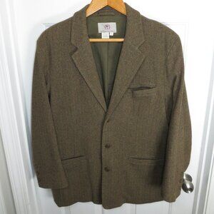 Territory Ahead Blazer Mens 44S Olive Green Brown 100% Wool Tweed Blazer Preppy
